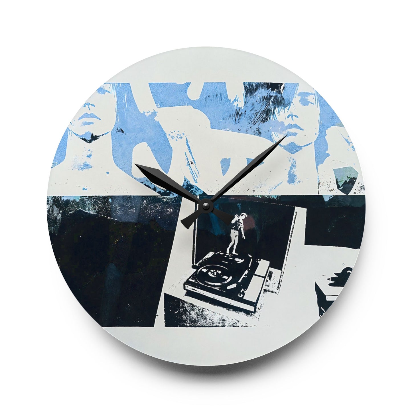 Acrylic Wall Clock — Retro DJ Turntable Art Clock (Modern Photo Collage)