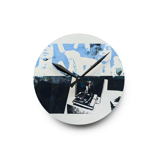 Acrylic Wall Clock — Retro DJ Turntable Art Clock (Modern Photo Collage)