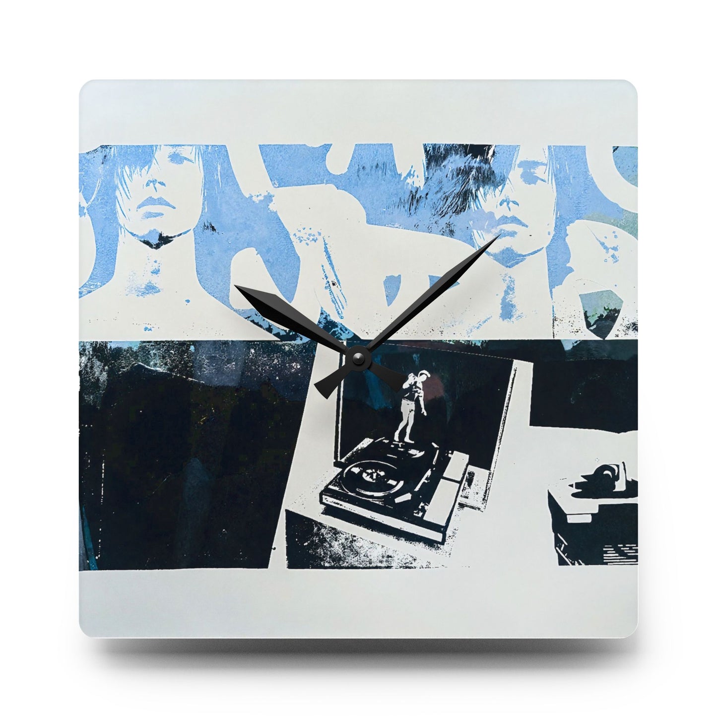 Acrylic Wall Clock — Retro DJ Turntable Art Clock (Modern Photo Collage)