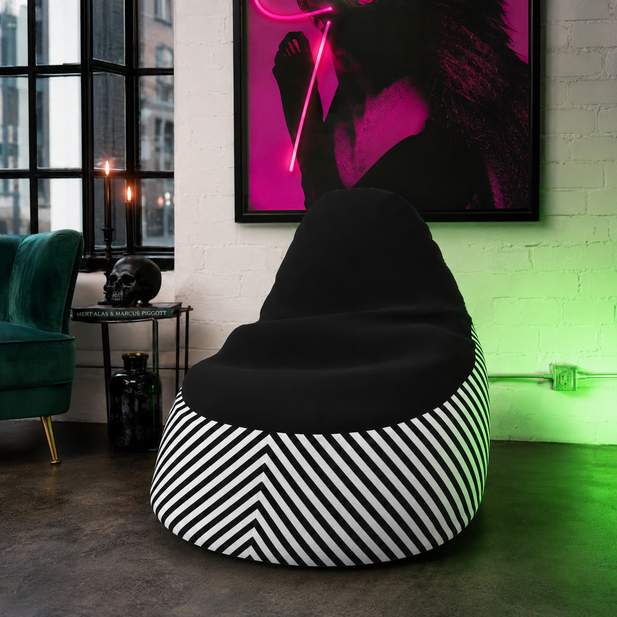 Black & White Bean Bag Chair | Ivy Gun