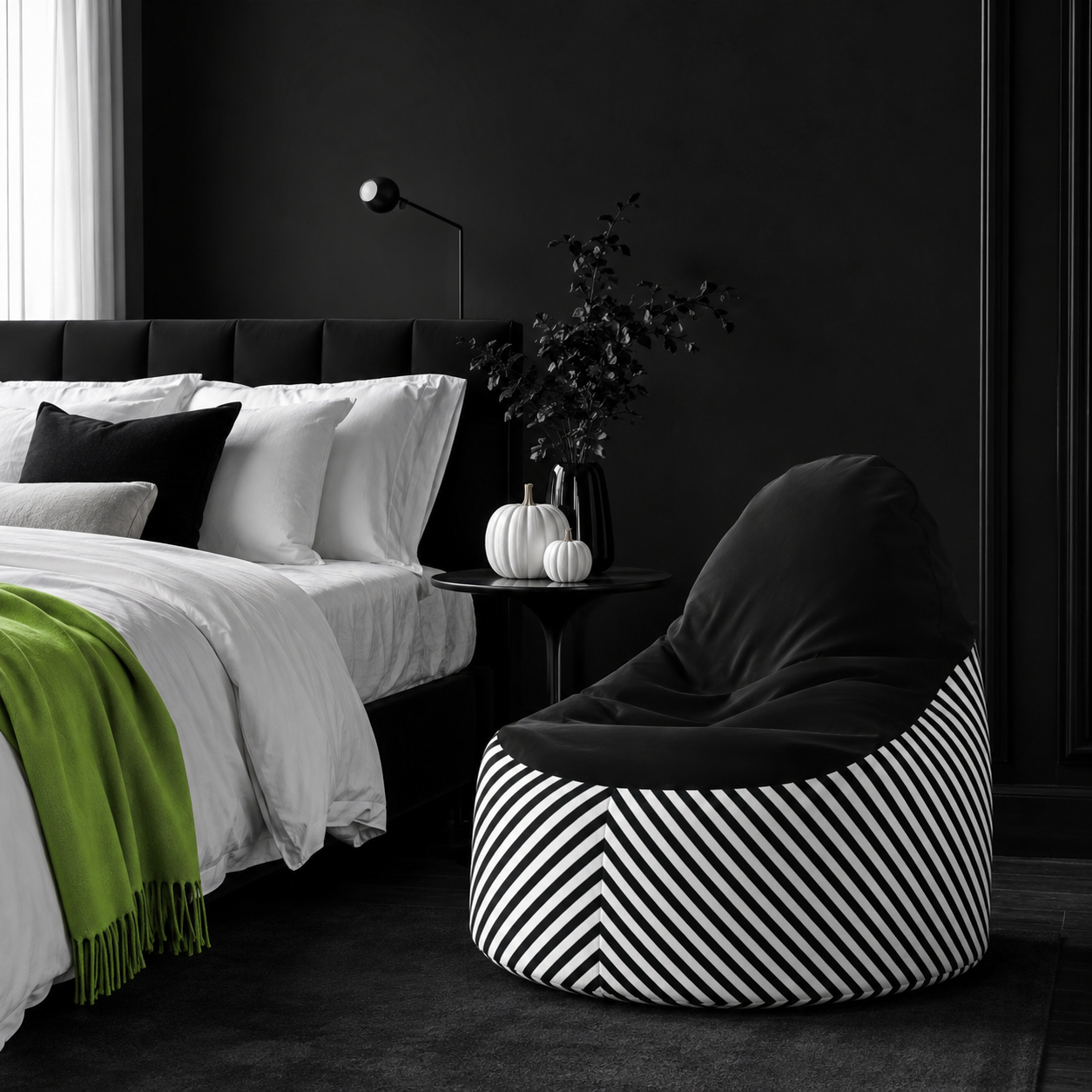 Black & White Bean Bag Chair | Ivy Gun