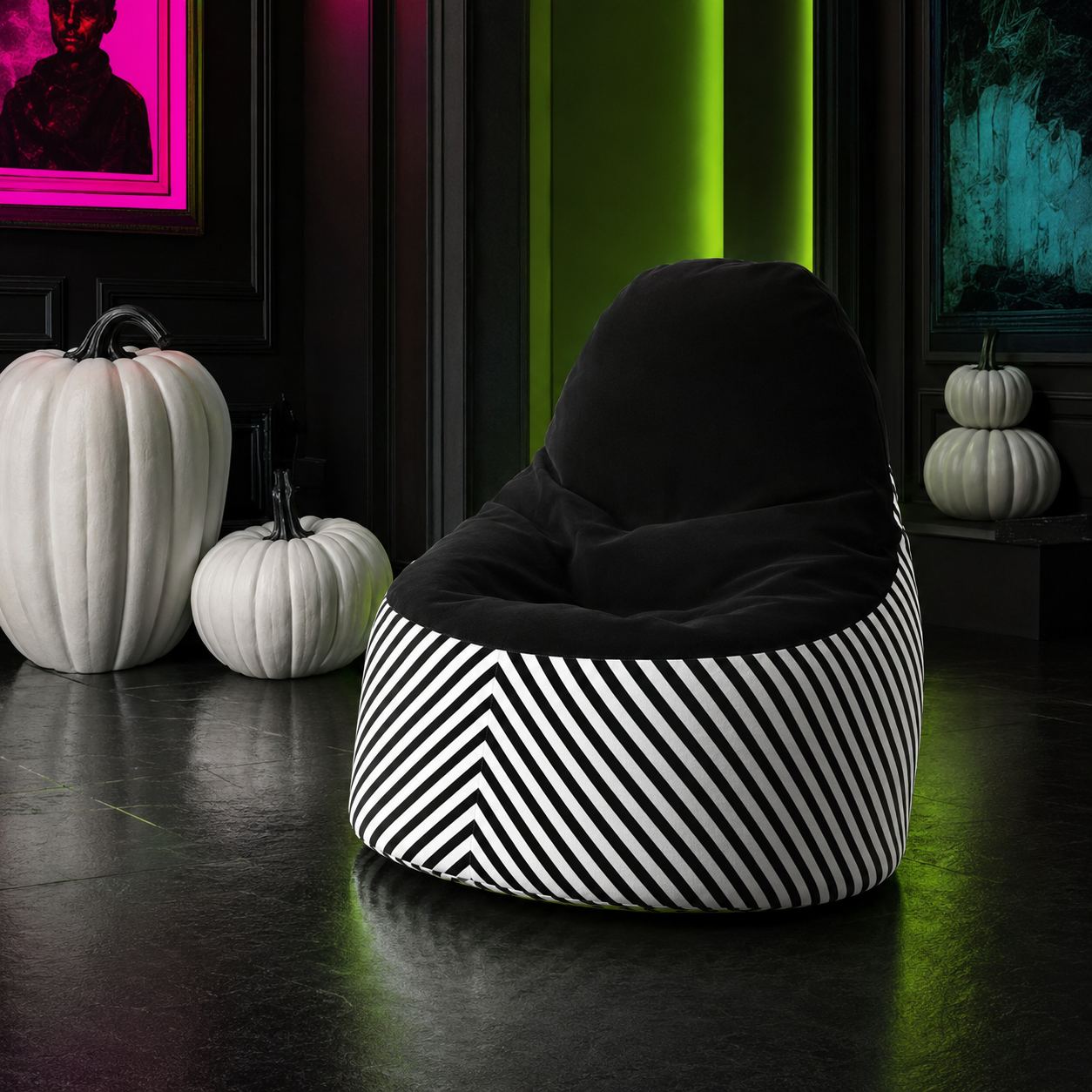 Black & White Bean Bag Chair | Ivy Gun