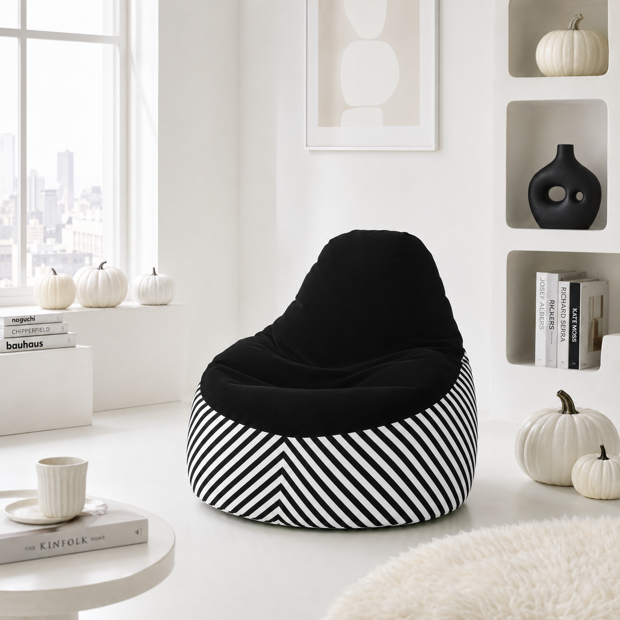 Black & White Bean Bag Chair | Ivy Gun