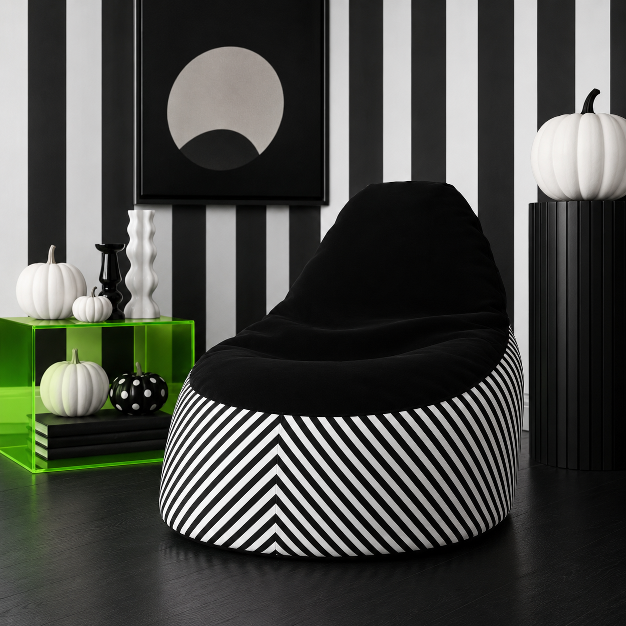Black & White Bean Bag Chair | Ivy Gun