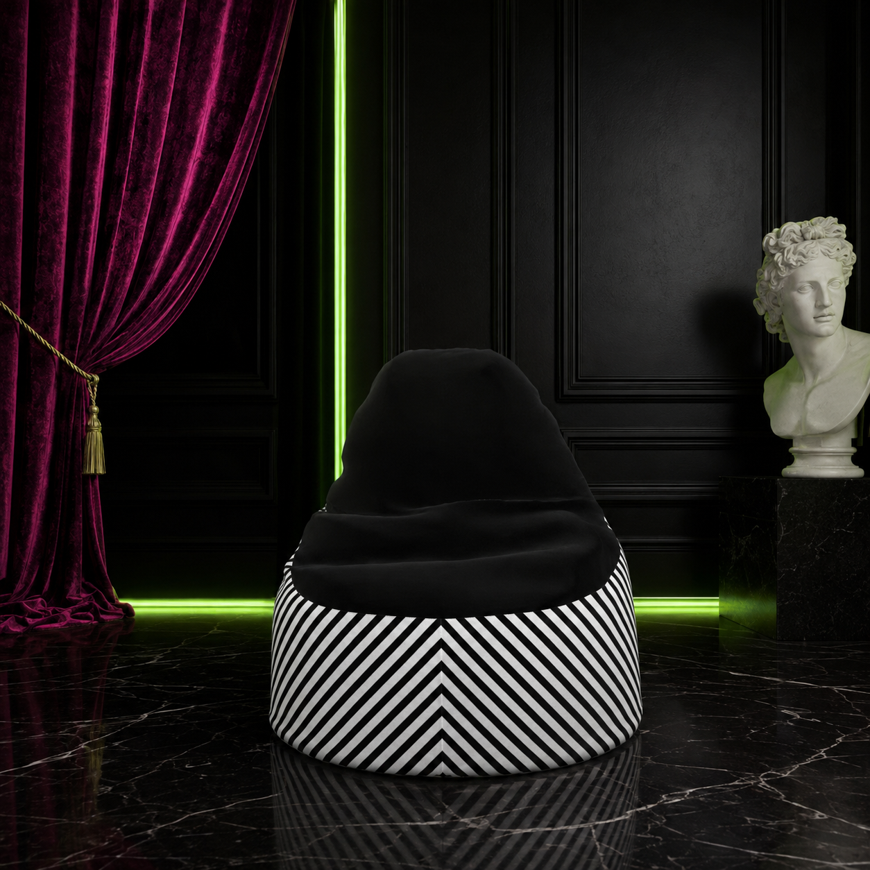 Black & White Bean Bag Chair | Ivy Gun