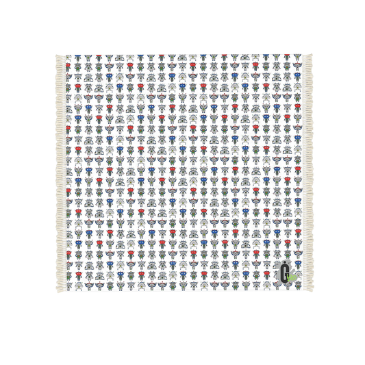 Robot Parade Kids Accent Rug in White | Ivy Gun Kids
