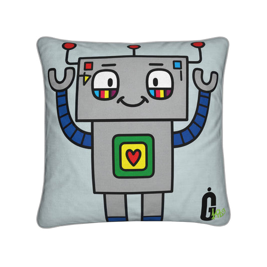 Cheering Robot Kids Square Cushion | Ivy Gun Kids