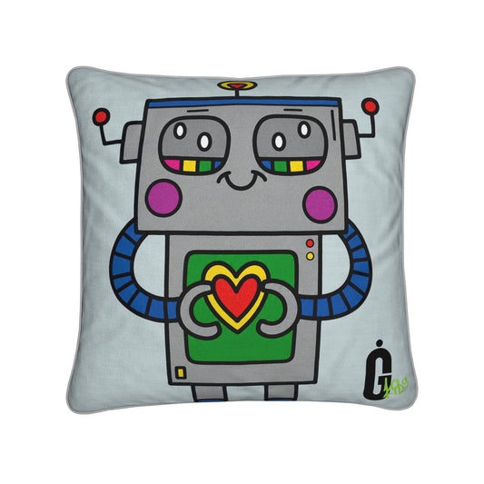 Heart Bot Kids Square Cushion | Ivy Gun Kids
