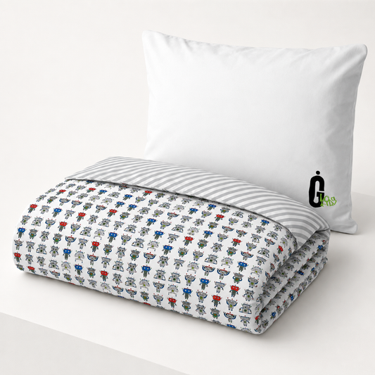 Robot Parade Reversible Kids Duvet Cover Set | Ivy Gun Kids