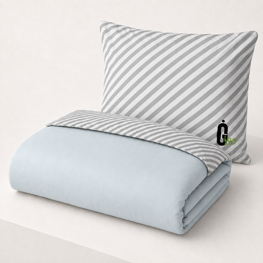 Sky Blue Stripe Reversible Kids Duvet Cover Set | Ivy Gun Kids
