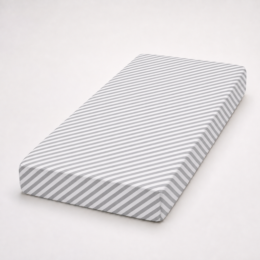 Grey Stripe Twin Fitted Sheet | Ivy Gun Kids