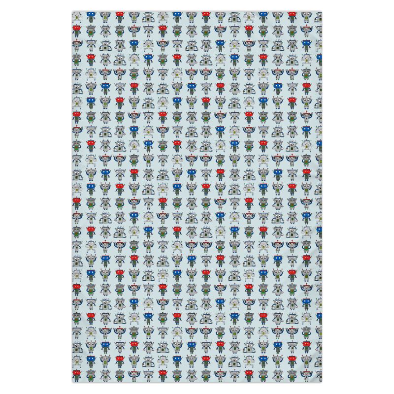 A rectangular fabric or paper sample featuring a dense repeating pattern of small cartoon teddy bears in red, blue, green, and gray on a light gray background.