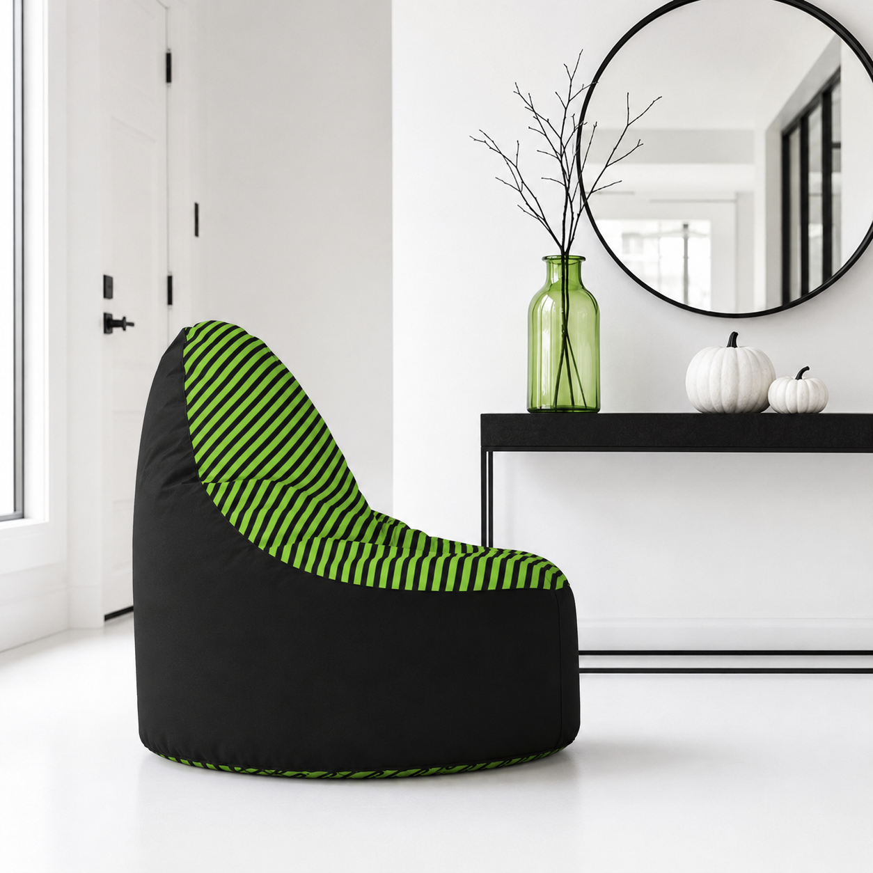 Acid Green Stripe Bean Bag Chair | Ivy Gun