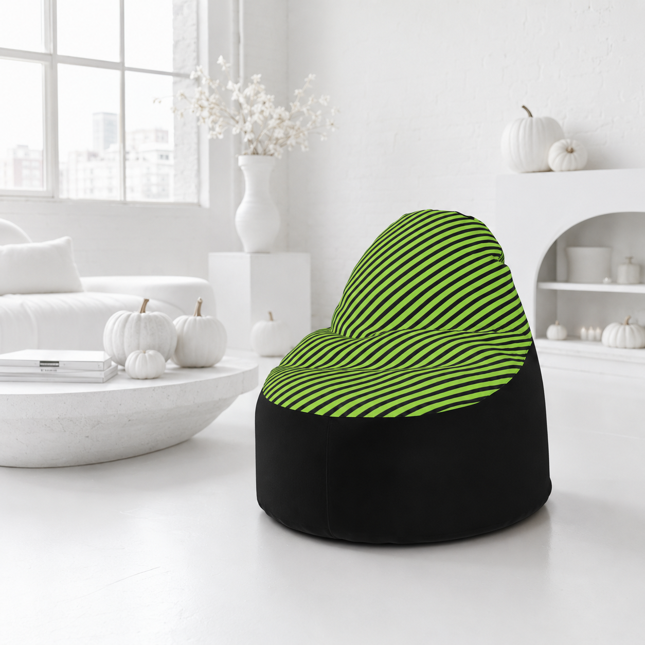 Acid Green Stripe Bean Bag Chair | Ivy Gun