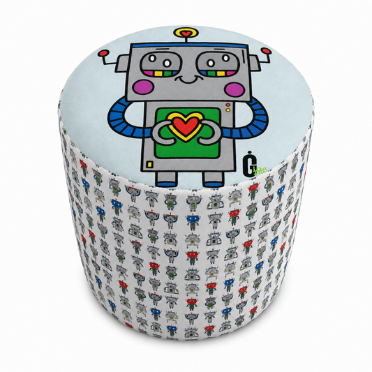 Kids Love Bot Circular Pouf | Ivy Gun Kids