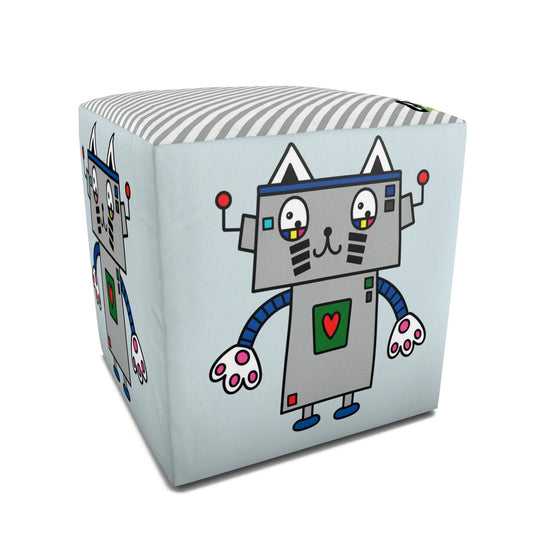 Robot Friends Kids Square Pouffe | Ivy Gun Kids