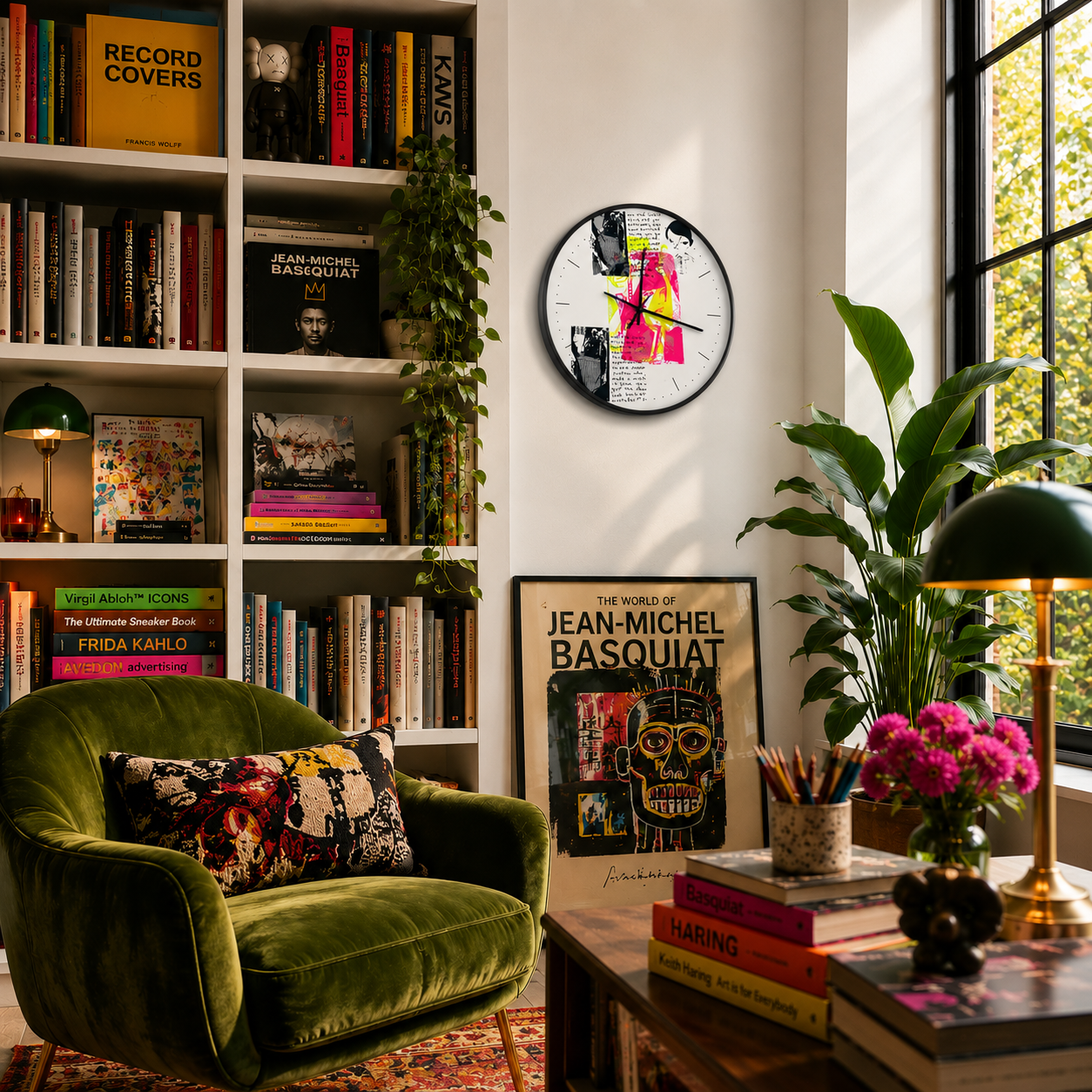 Wall Clock — Retro Neon Collage Timepiece